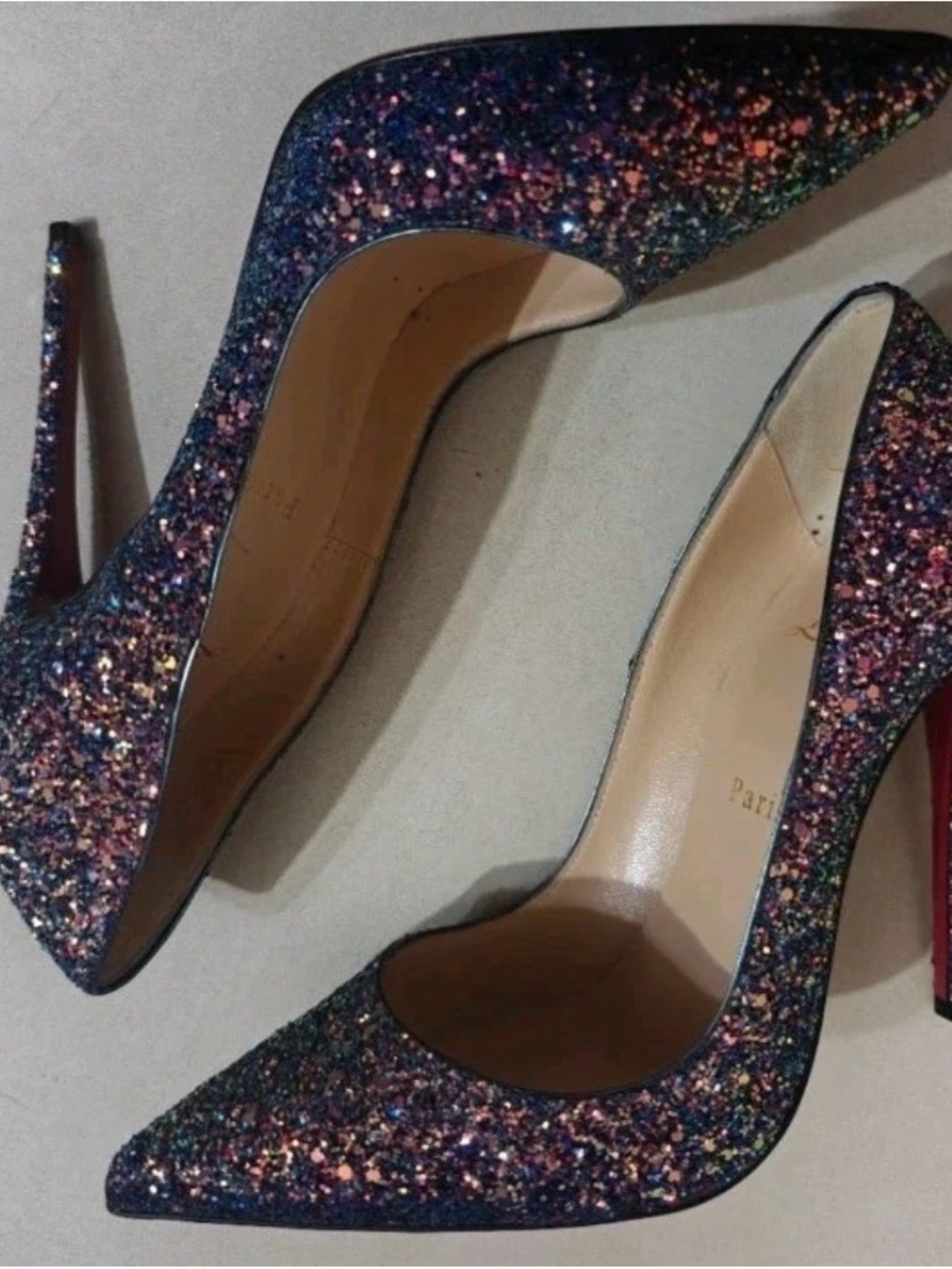 Christian Louboutin Multicolor Glitter Pointed-Toe Stiletto - Picture 3 of 7